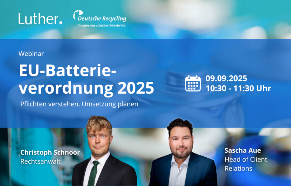 Headerbild Deutsche Recycling: "EU-Batterieverordnung 2025"