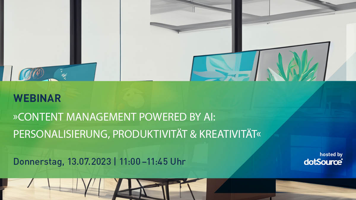 Headerbild Webinar "Content Management powered by AI: Personalisierung, Produktivität und Kreativität"