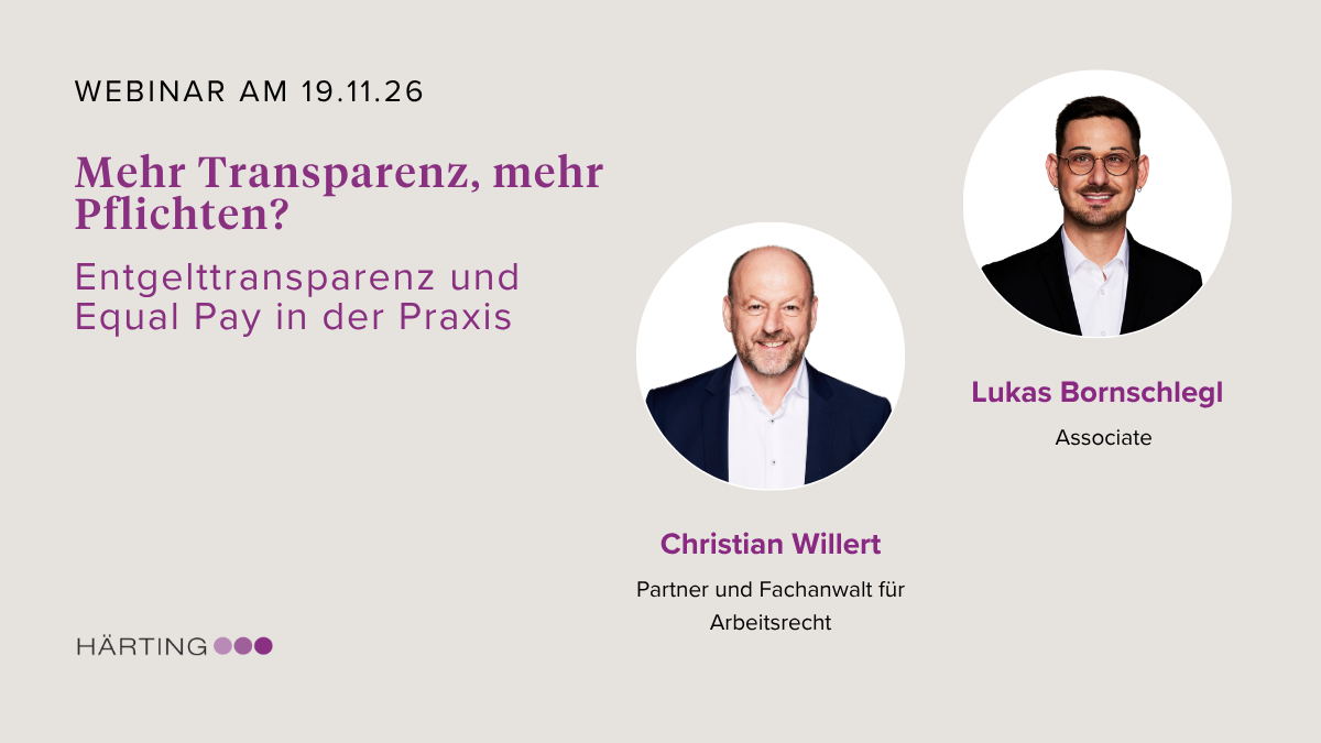 Headerbild HÄRTING: Mehr Transparenz, mehr Pflichten? Entgelttransparenz und Equal Pay in der Praxis