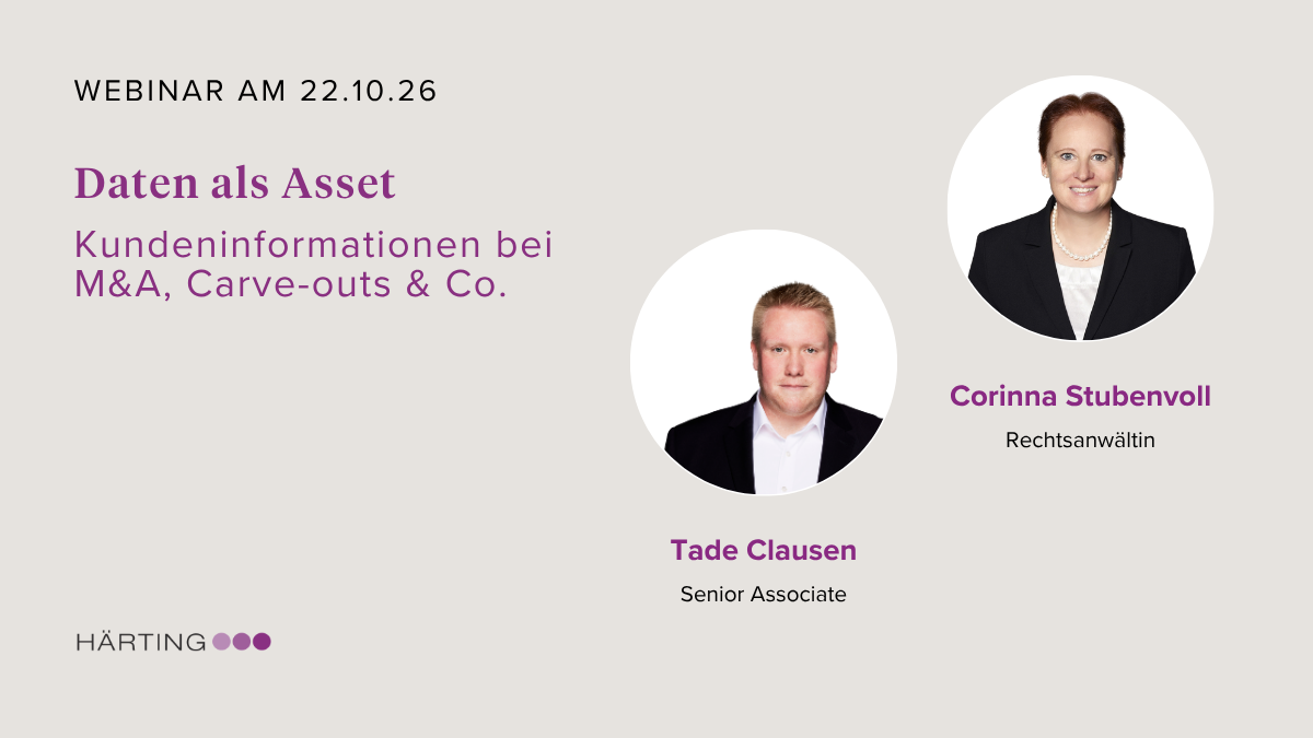 Headerbild HÄRTING: Daten als Asset: Kundeninformationen bei M&A, Carve-outs & Co.
