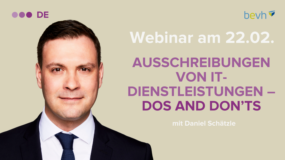 Headerbild Härting: "Beschaffung von IT-Services – Dos and Dont’s bei der rechtlichen Begleitung"