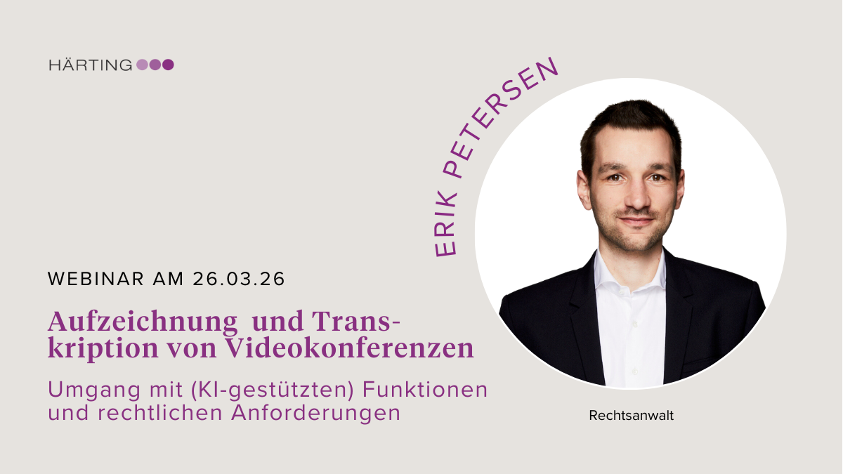 Headerbild HÄRTING: "Umgang mit (KI-gestützten) Funktionen und rechtlichen Anforderungen"