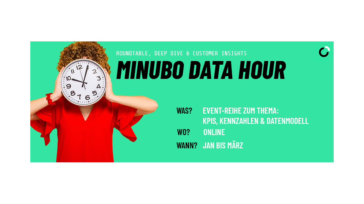 Headerbild minubo Data Hour: ROI, CLV, CAC - WTF!? KPIs, Kennzahlen & Datenmodell - Session 3